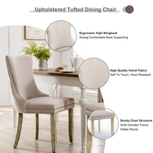 Load image into Gallery viewer, 2x Velvet Upholstered Dining Chairs Tufted Wingback Side Chair with Studs Trim Solid Wood Legs for Kitchen
