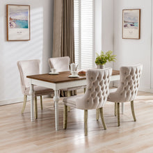 Load image into Gallery viewer, 2x Velvet Upholstered Dining Chairs Tufted Wingback Side Chair with Studs Trim Solid Wood Legs for Kitchen
