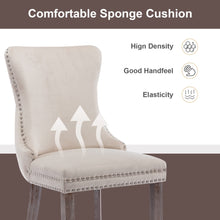 Load image into Gallery viewer, 2x Velvet Upholstered Dining Chairs Tufted Wingback Side Chair with Studs Trim Solid Wood Legs for Kitchen
