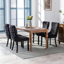 Load image into Gallery viewer, 2x Velvet Upholstered Dining Chairs Tufted Wingback Side Chair with Studs Trim Solid Wood Legs for Kitchen
