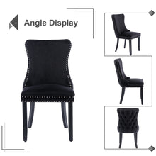 Load image into Gallery viewer, 2x Velvet Upholstered Dining Chairs Tufted Wingback Side Chair with Studs Trim Solid Wood Legs for Kitchen
