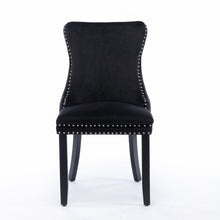 Load image into Gallery viewer, 2x Velvet Upholstered Dining Chairs Tufted Wingback Side Chair with Studs Trim Solid Wood Legs for Kitchen
