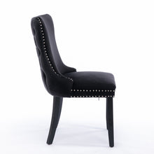 Load image into Gallery viewer, 2x Velvet Upholstered Dining Chairs Tufted Wingback Side Chair with Studs Trim Solid Wood Legs for Kitchen
