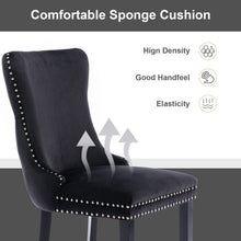 Load image into Gallery viewer, 2x Velvet Upholstered Dining Chairs Tufted Wingback Side Chair with Studs Trim Solid Wood Legs for Kitchen
