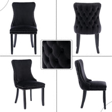 Load image into Gallery viewer, 2x Velvet Upholstered Dining Chairs Tufted Wingback Side Chair with Studs Trim Solid Wood Legs for Kitchen
