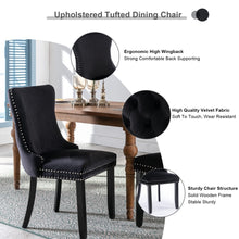 Load image into Gallery viewer, 2x Velvet Upholstered Dining Chairs Tufted Wingback Side Chair with Studs Trim Solid Wood Legs for Kitchen
