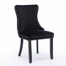 Load image into Gallery viewer, 2x Velvet Upholstered Dining Chairs Tufted Wingback Side Chair with Studs Trim Solid Wood Legs for Kitchen
