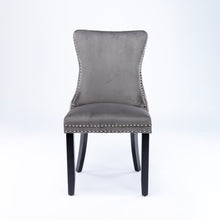 Load image into Gallery viewer, 2x Velvet Upholstered Dining Chairs Tufted Wingback Side Chair with Studs Trim Solid Wood Legs for Kitchen
