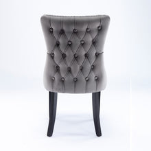 Load image into Gallery viewer, 2x Velvet Upholstered Dining Chairs Tufted Wingback Side Chair with Studs Trim Solid Wood Legs for Kitchen

