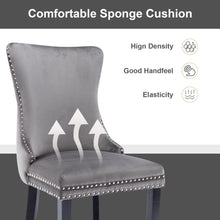 Load image into Gallery viewer, 2x Velvet Upholstered Dining Chairs Tufted Wingback Side Chair with Studs Trim Solid Wood Legs for Kitchen
