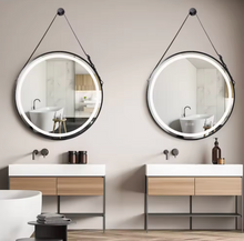 Load image into Gallery viewer, Interior Ave - LED Round Hanging Salon / Bathroom Wall Mirror - Black - 60cm

