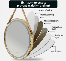 Load image into Gallery viewer, Interior Ave - LED Round Hanging Salon / Bathroom Wall Mirror - Gold - 80cm
